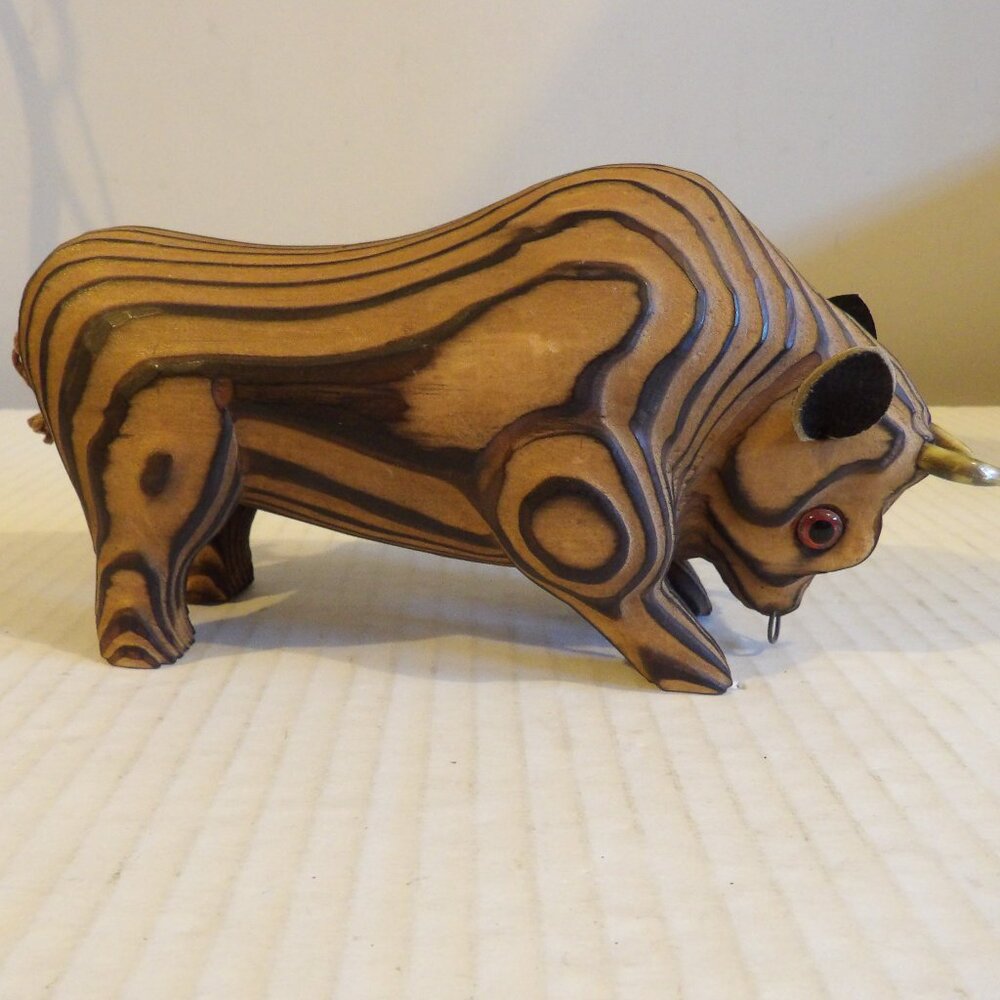 + Rare Vintage Wony Cryptomeria Bull With Real Horns Leather Ears Japan
